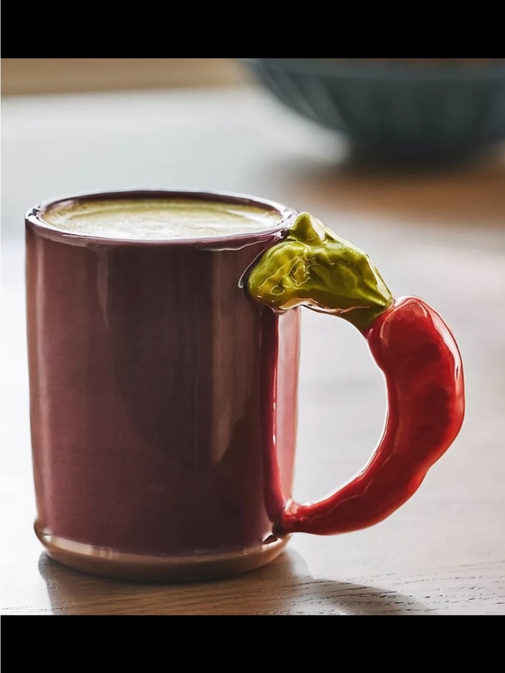 Stoneware Carrot Handle Coffee Mug - Red & Green